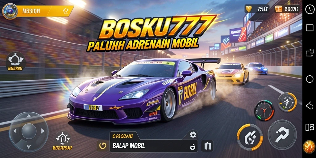 Tampilan antarmuka BOSKU777 yang menarik dengan fungsi balap mobil.