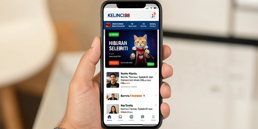 Antarmuka aplikasi KELINCI88 menampilkan berita hiburan terbaru.