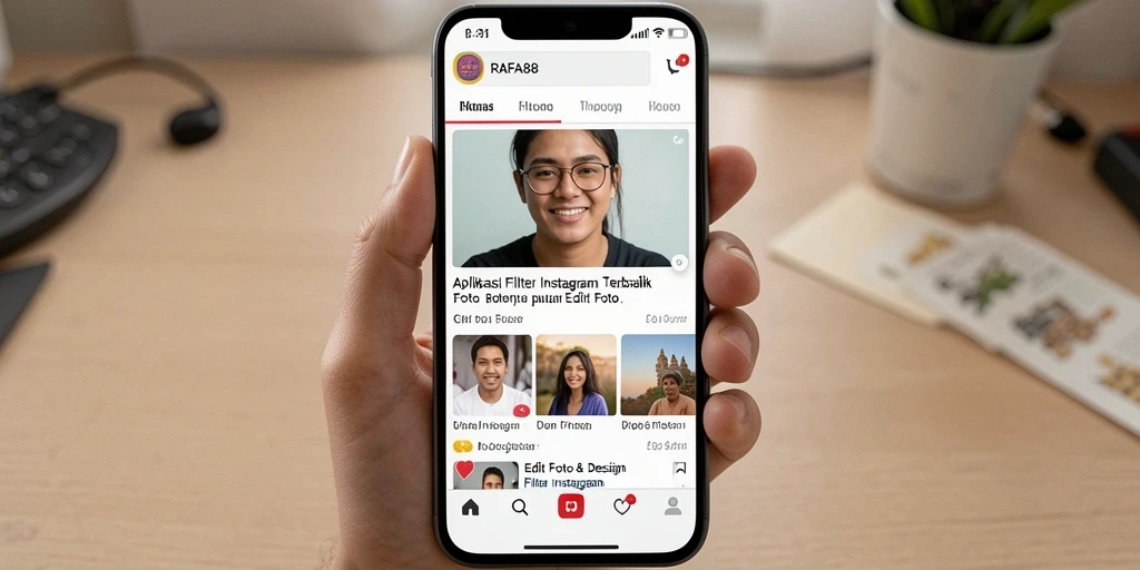 Screenshot aplikasi RAFA88 menampilkan beragam filter Instagram yang inovatif.